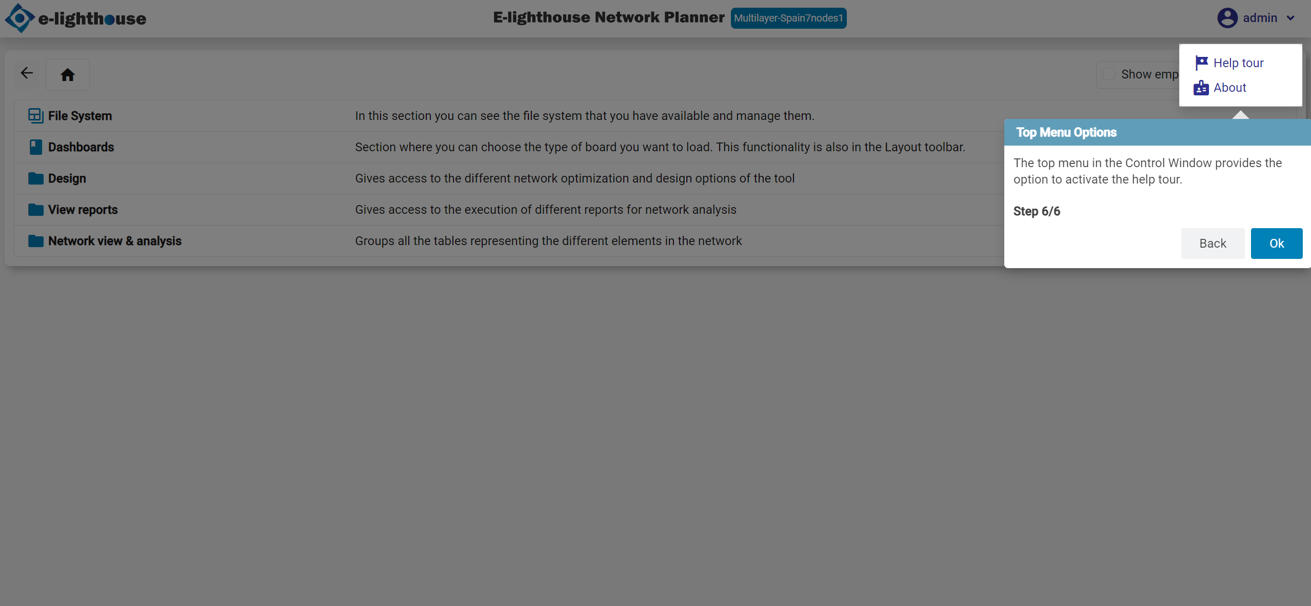 Step 6 of 9 in the Control Window tour