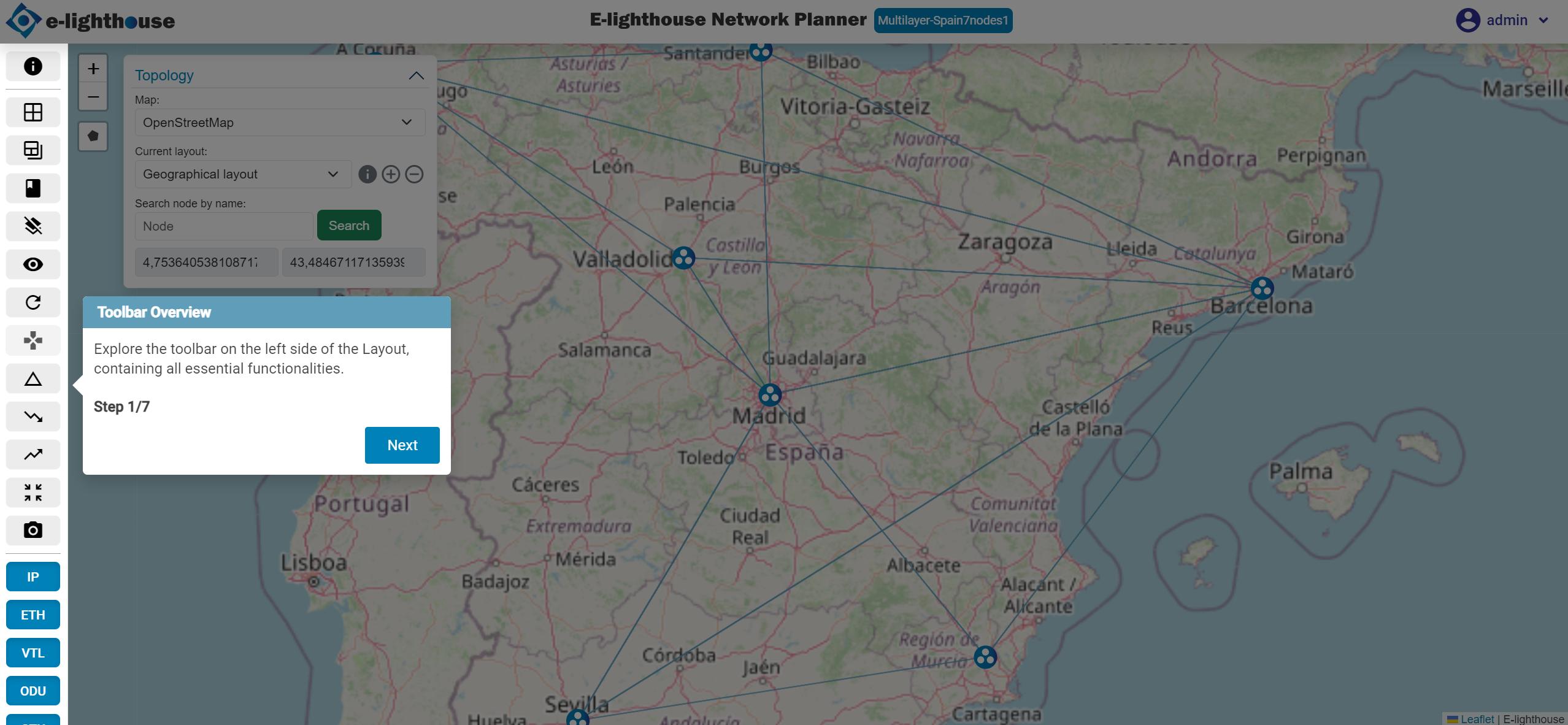 Step 1 of 7 in the Layout tour
